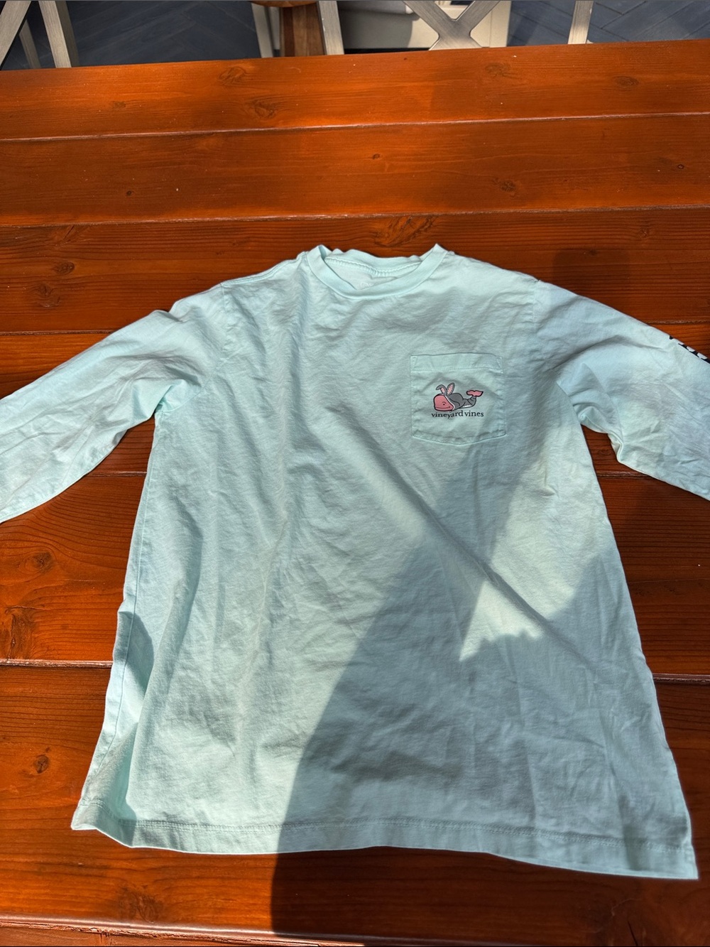 Vineyard Vines Mint Aqua Long Sleeve Pocket Tee Easter